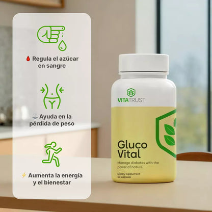 GlucoVital • Equilibra el azúcar de forma natural • VitaTrust