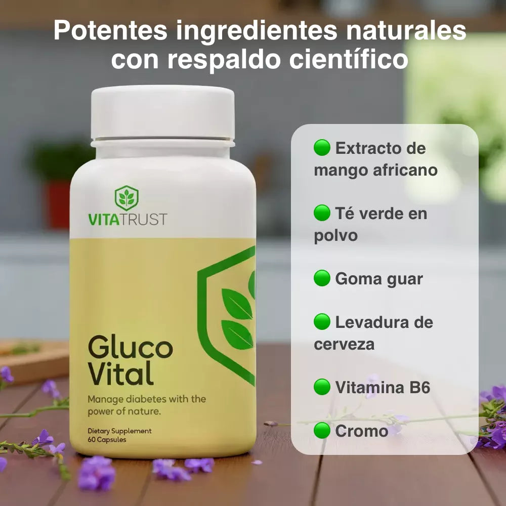 GlucoVital • Equilibra el azúcar de forma natural • VitaTrust